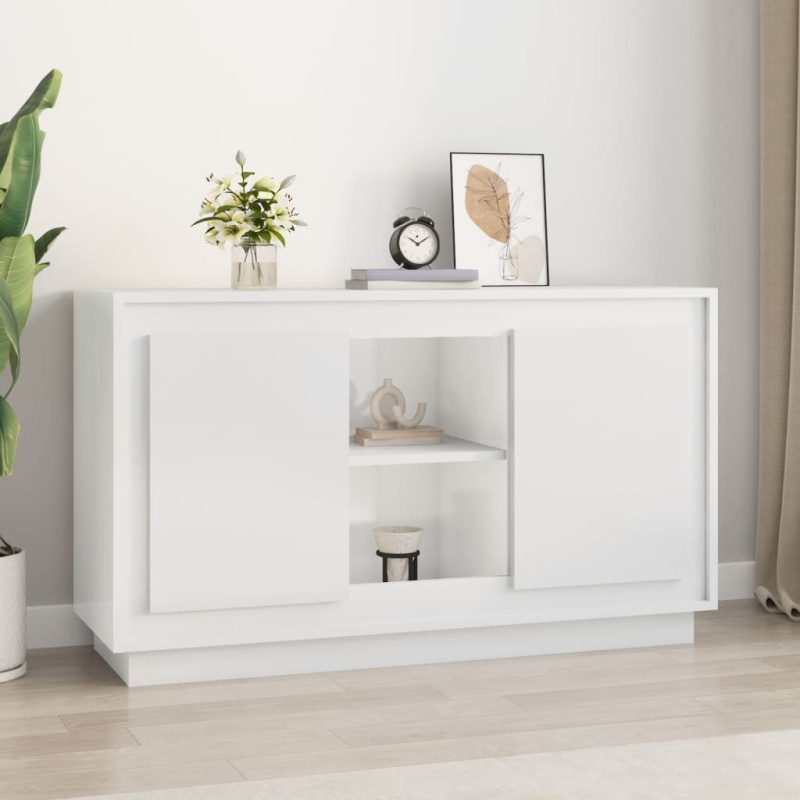 Příborník Bílý S Vysokým Leskem 102X35X60 Cm Kompozitní Dřevo - Betonová šedá