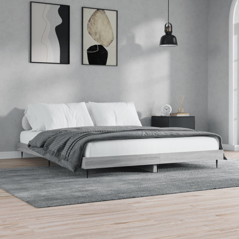 Rám Postele Šedý Sonoma Kompozitní Dřevo - Kouřový dub / 90 x 200 cm