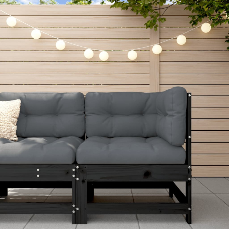 Zahradní Černá Masivní Borové Dřevo - Impregnované borovicové dřevo / Loveseat bez područek