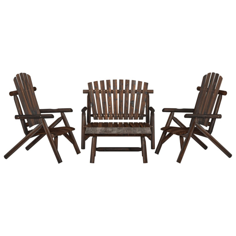 4Dílná Sada Zahradního Nábytku Masivní Smrkové Dřevo - Tmavě hnědá / 2x chair   bench   table