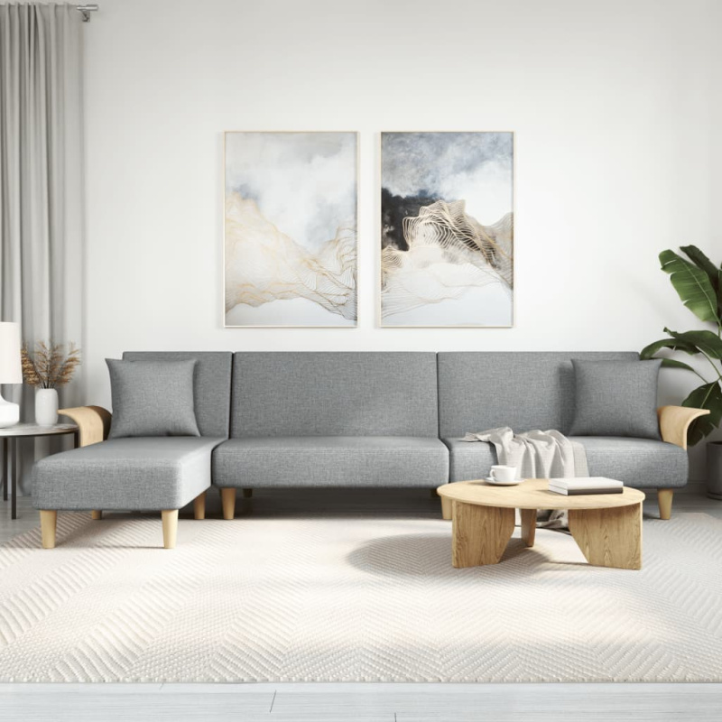 Rozkládací Pohovka Ve Tvaru L 279X140X70 Cm Textil - Světle šedá