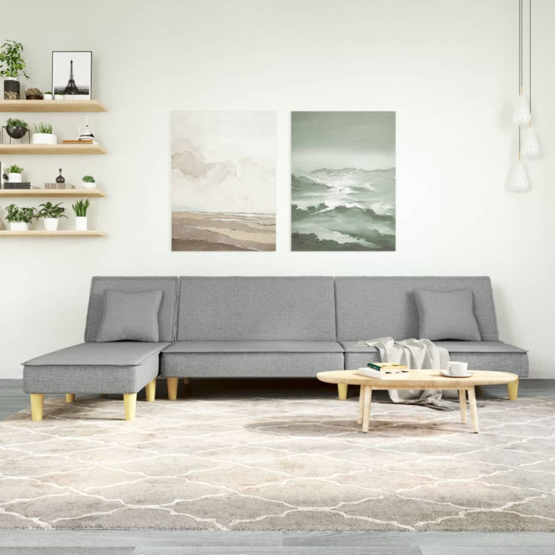 Rozkládací Pohovka Ve Tvaru L 255X140X70 Cm Textil - Světle šedá
