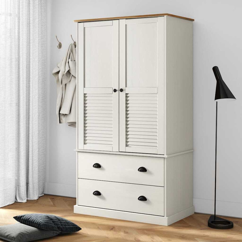 Šatní Skříň Vigo 90 X 55 X 170 Cm Masivní Borové Dřevo - Bílá