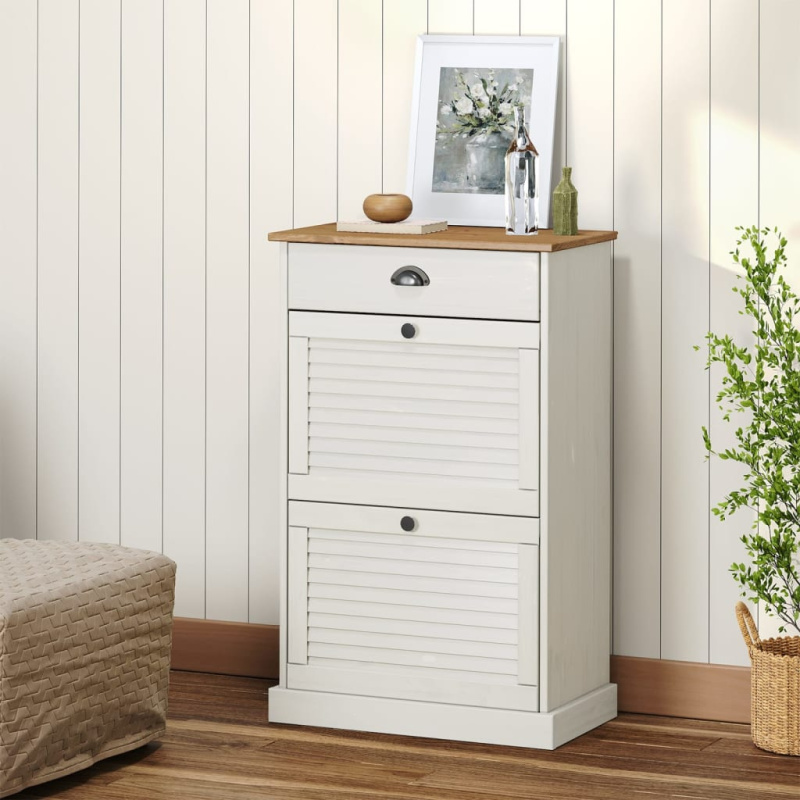 Botník Vigo 60 X 35 X 96 Cm Bílý Masivní Borové Dřevo - Šedá