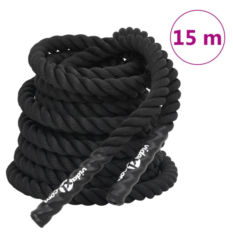 Posilovací Lano Černé 11 Kg Polyester - 15 m