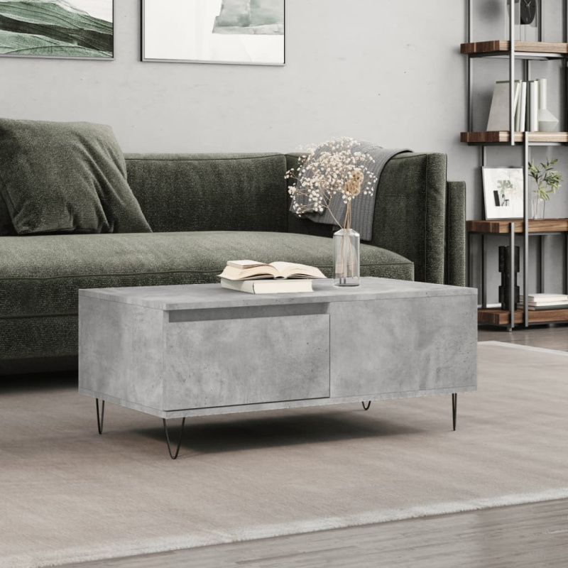 Konferenční Stolek Betonově Šedý 90X50X36,5 Cm Kompozitní Dřevo - Hnědý dub