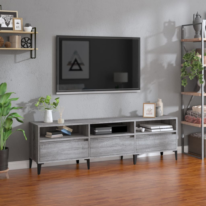 Tv Skříňka Šedá Sonoma 150 X 30 X 44,5 Cm Kompozitní Dřevo Šedá Sonoma - 30 cm / 150 cm