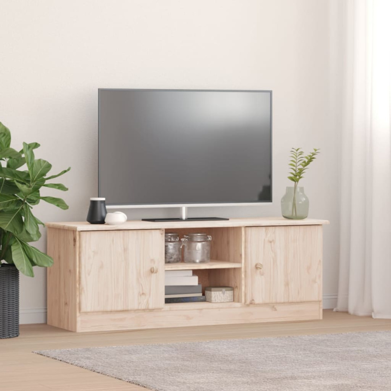 Tv Skříňka Alta 112 X 35 X 41 Cm Masivní Borové Dřevo - Bílá