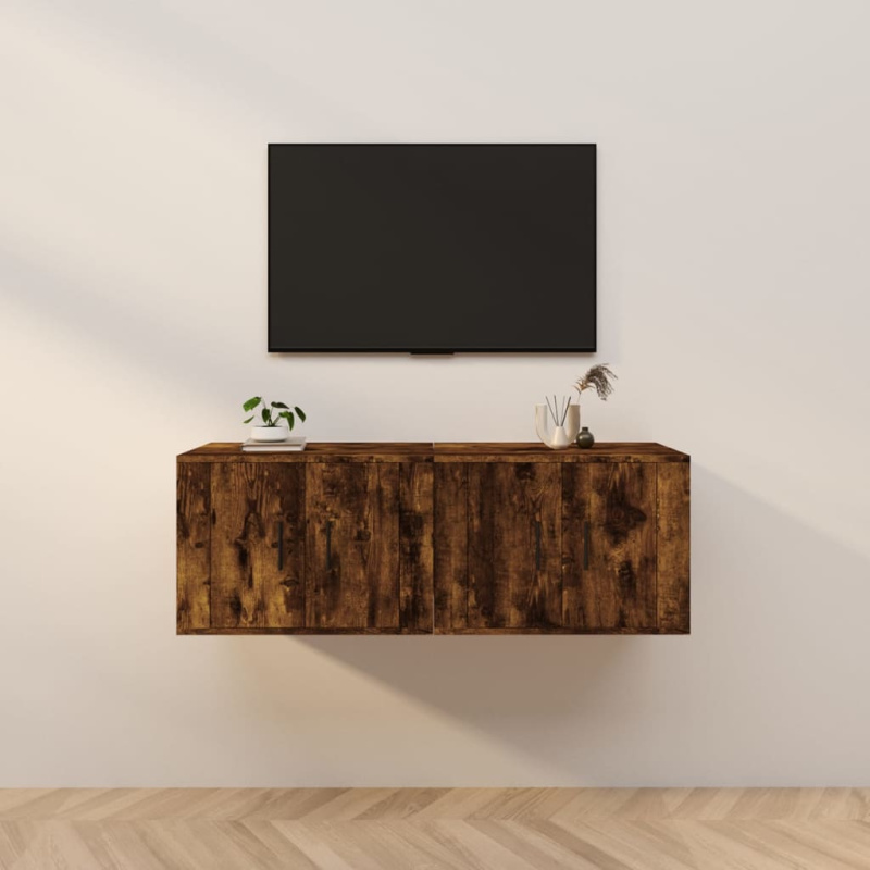 Nástěnné tv skříňky 2 ks 57 x 34,5 x 40 cm - Betonová šedá / 2 / 80 cm