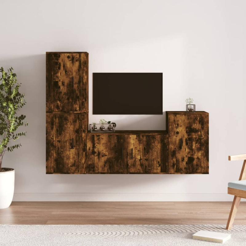 vidaXL 4dílný set TV skříněk kouřový dub kompozitní dřevo