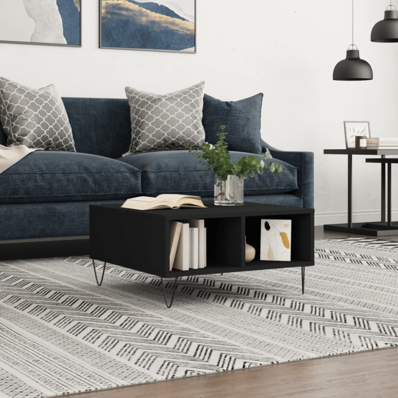 Konferenční Stolek Černý 60 X 60 X 30 Cm Kompozitní Dřevo - Bílá s vysokým leskem