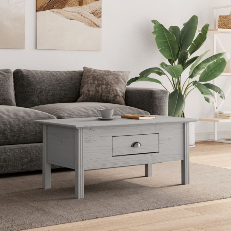 Konferenční Stolek Bodo Šedý 100X55X46 Cm Masivní Borovice - Bílá