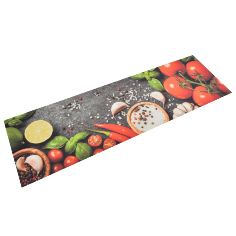 Kuchyňský Koberec Omyvatelný Zelenina Samet Šedá A Červená - 60 x 180 cm