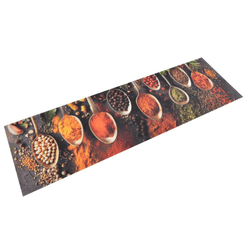 Kuchyňský Koberec Omyvatelný Lžíce A Koření Samet Černo-Červený - 60 x 180 cm