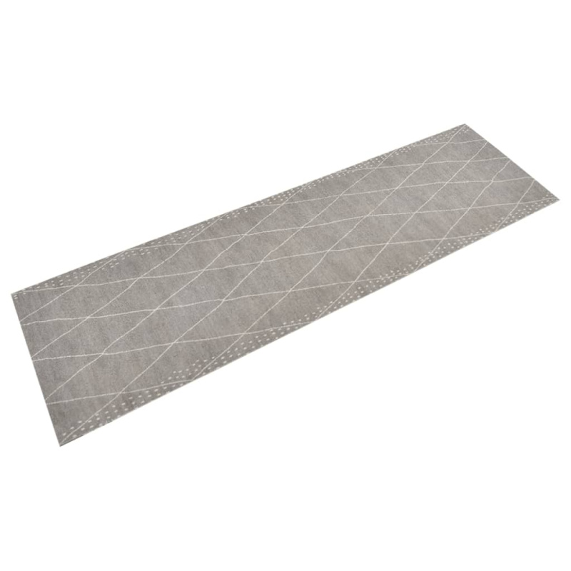 Kuchyňský Koberec Omyvatelný Kosočtverce Samet Světle Šedá - 60 x 180 cm