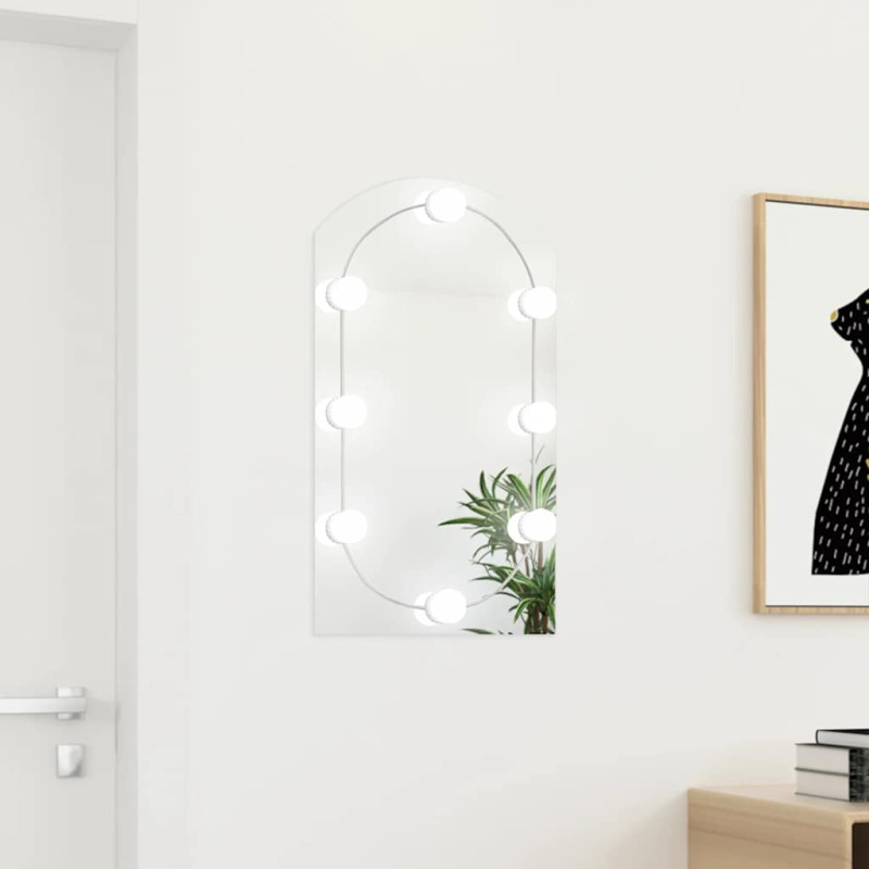 Zrcadlo Světly Sklo Ové Šedá - s LED / Ovál / 30 x 70 cm
