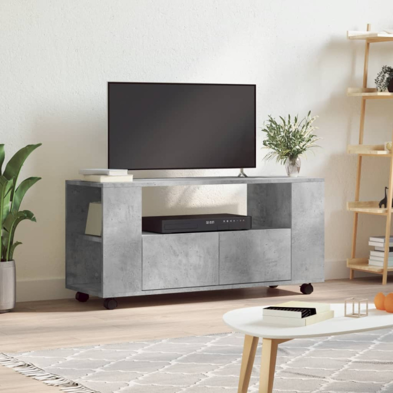 Tv Skříňka Betonově Šedá 102 X 34,5 X 43 Cm Kompozitní Dřevo - Kouřový dub