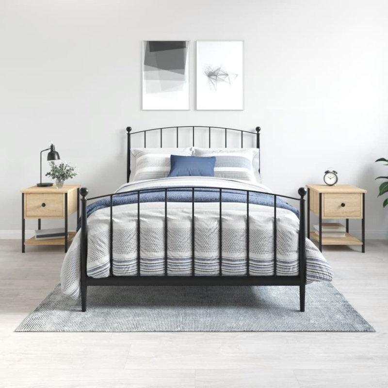 Noční Stolky 2 Ks 34 X 35,5 X 45 Cm Kompozitní Dřevo - Černá / 1