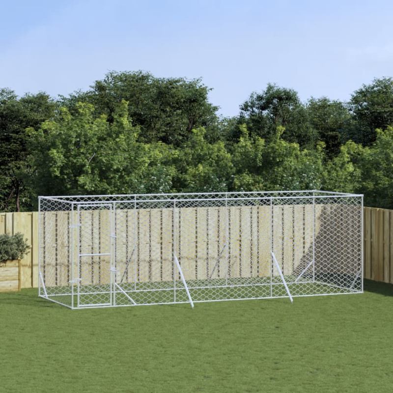 Venkovní Psí Kotec Stříbrný Pozinkovaná Ocel - 2 x 14 x 2 m