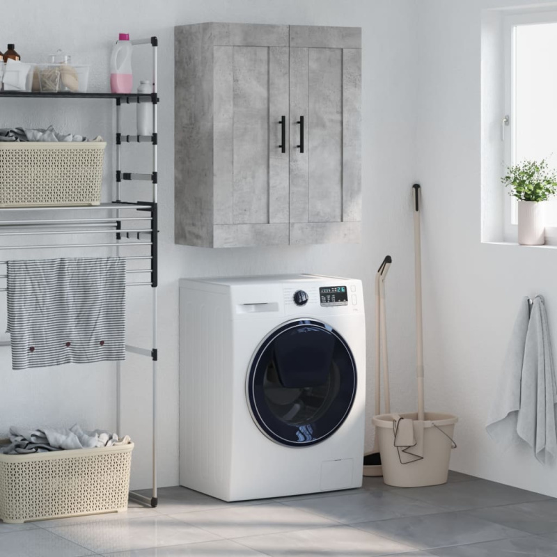 Nástěnná Skříňka Betonově Šedá 69,5X34X90 Cm Kompozitní Dřevo - Kouřový dub