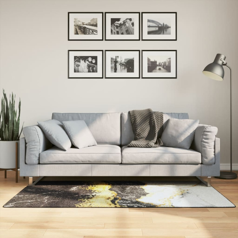 Koberec Pratelný Vícebarevný Protiskluzový Zlatá A Bílá - 120 x 180 cm