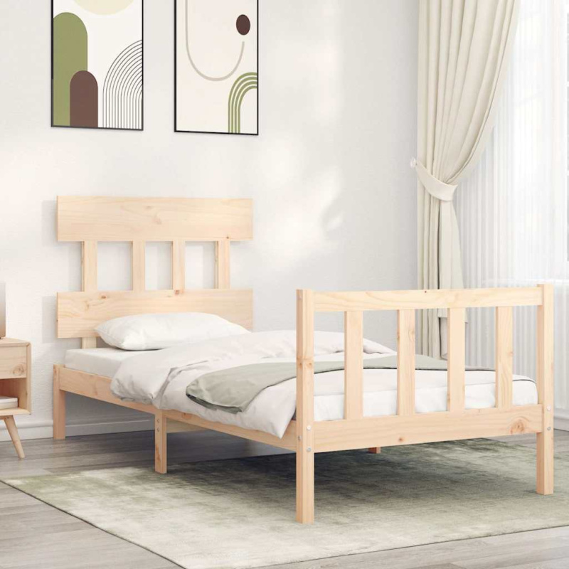 Rám Postele Single Masivní Dřevo - medová hnědá / s čelem postele / 200 x 200 cm