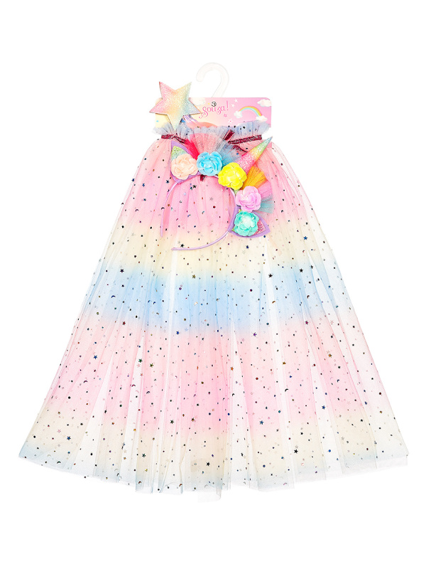 Souza! - dětský kostým – plášť jednorožce s čelenkou a hůlkou - 3-4 roky