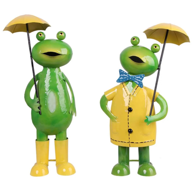 MICA Decorations Kovová dekorativní figurka - žába s deštníkem, různé druhy