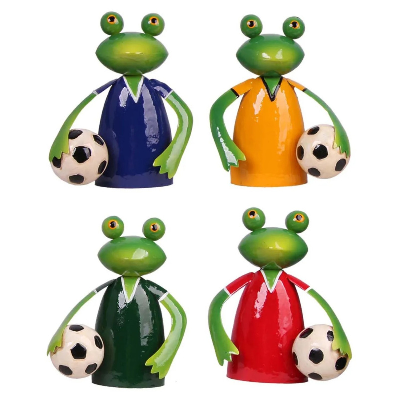 MICA Decorations Kovová dekorativní figurka - žába s míčem, různé druhy