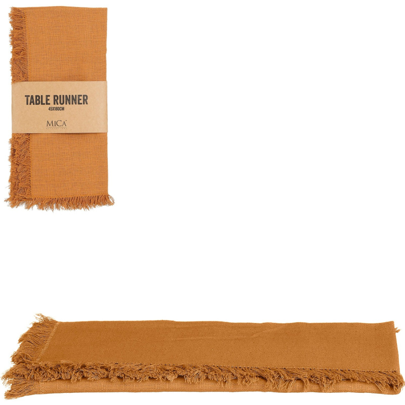 Mica Decorations Bavlněný běhoun na stůl Villia, okrová, 180 x 45 cm