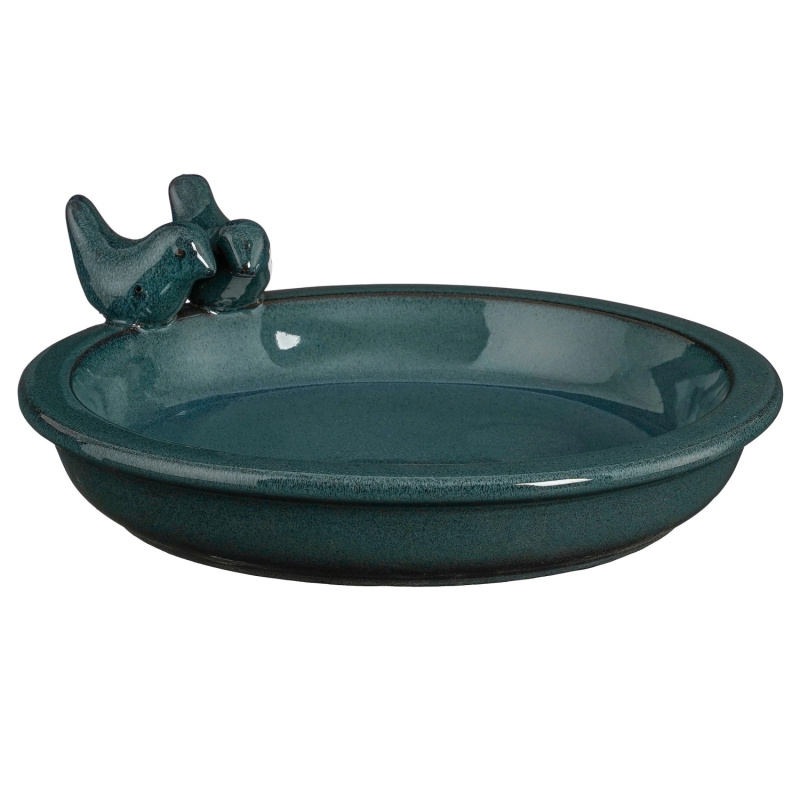 Mica Decorations Keramické pítko pro ptáčky, modrá, pr. 30 x 5 cm