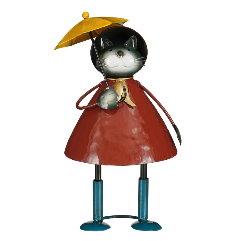 Mica Decorations Zahradní dekorace z kovu kočka s deštníkem, 28 cm