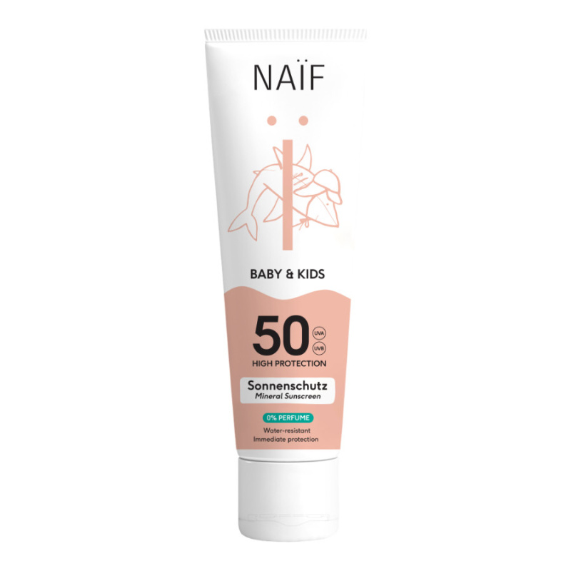 Naif Baby & Kids Mineral Sunscreen SPF 50 0 % Perfume ochranný krém na opalování pro miminka a děti bez parfemace SPF 50 100 ml