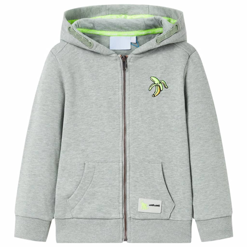 Dětská Mikina S Kapucí Na Zip Světle Melanž 140 - Khaki / 128 (7-8 let)