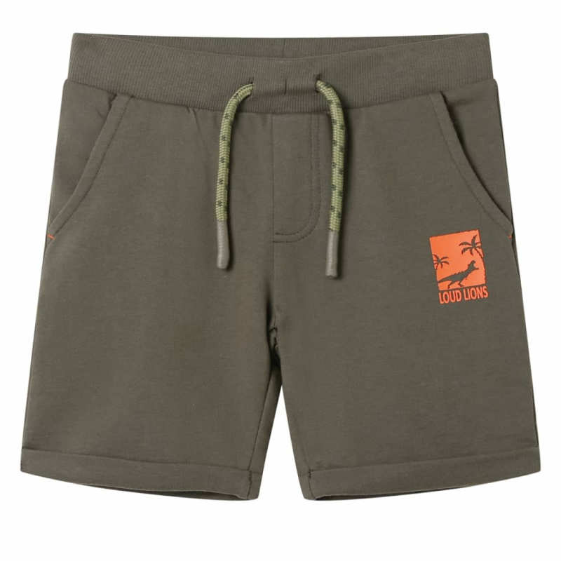 Dětské Kraťasy Se Šňůrkou Tmavě 104 - Khaki / 128 (7-8 let)