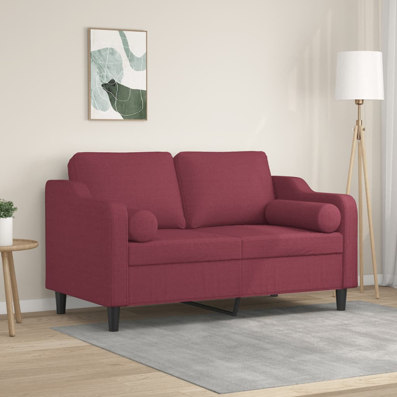 2Místná Pohovka S Polštáři Vínová Textil - vínová červená / 140 cm