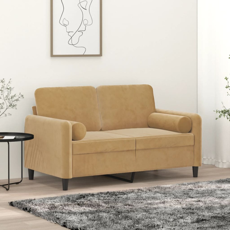 2Místná Pohovka S Polštáři Samet - Růžová / 140 cm