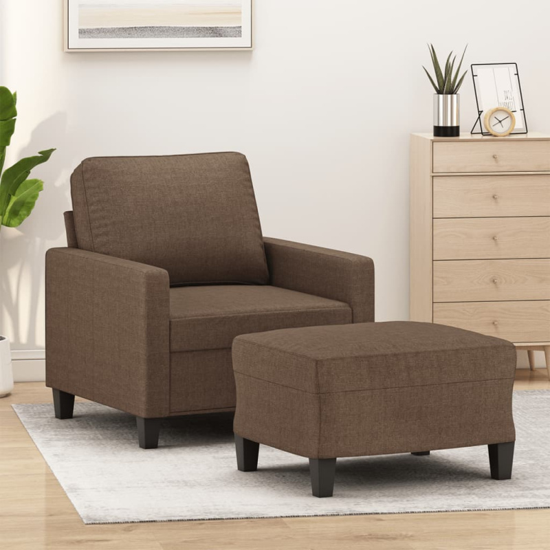 Křeslo s podnožkou taupe 60 cm textil