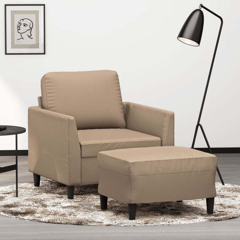 Křeslo S Podnožkou 60 Cm Umělá Kůže - Černá