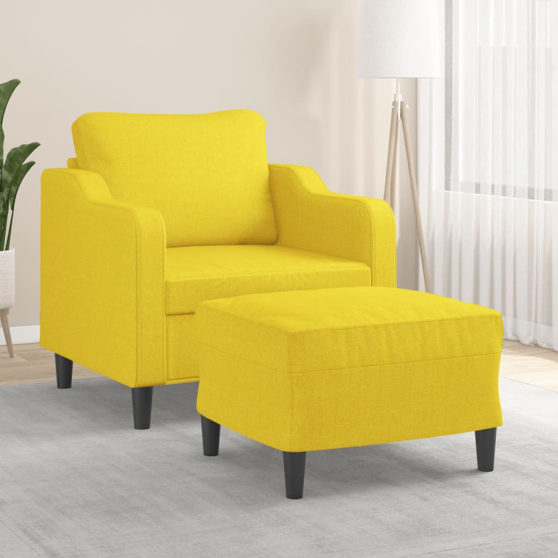 Křeslo S Podnožkou Světle Žluté 60 Cm Textil - Tmavě šedá