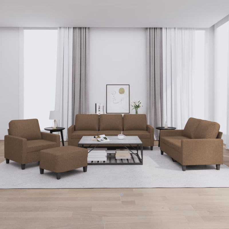 4dílná sedací souprava s poduškami taupe textil