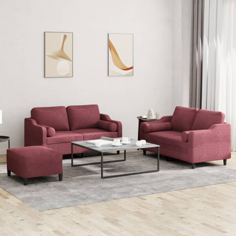 3dílná sedací souprava s poduškami krémová textil