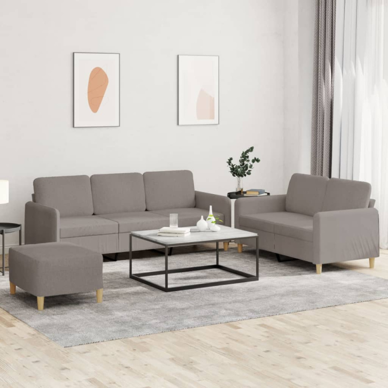 2dílná sedací souprava s poduškami hnědá textil