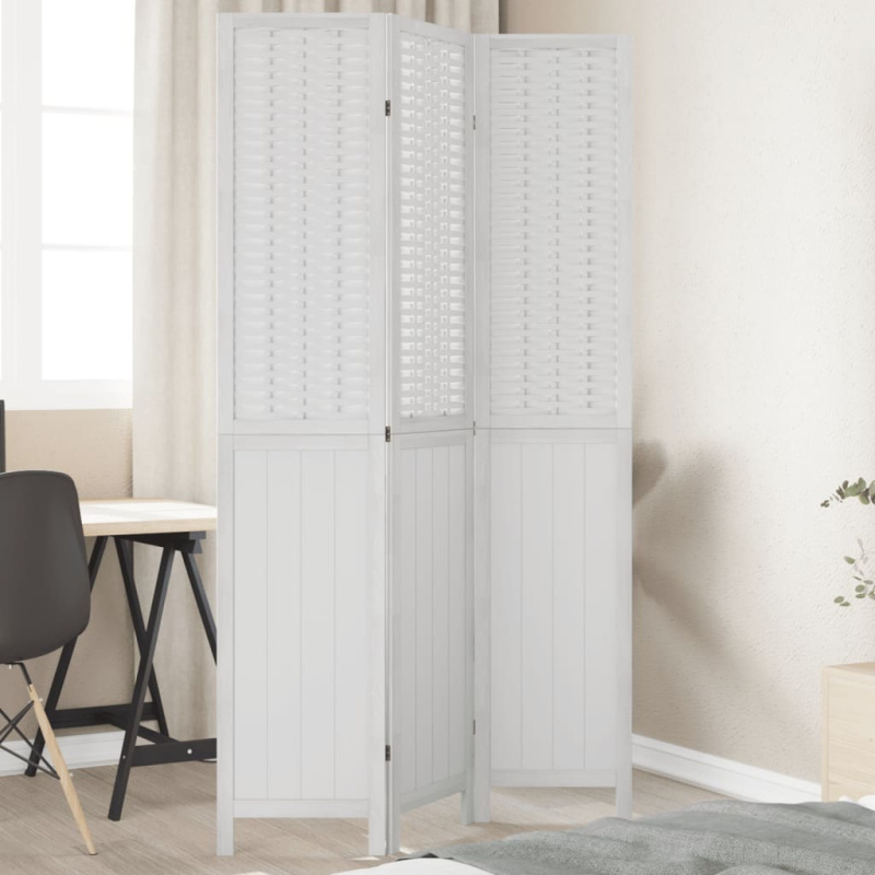 Paraván 3Dílný Bílý Masivní Dřevo Pavlovnie - 4 / 40 x 180 cm