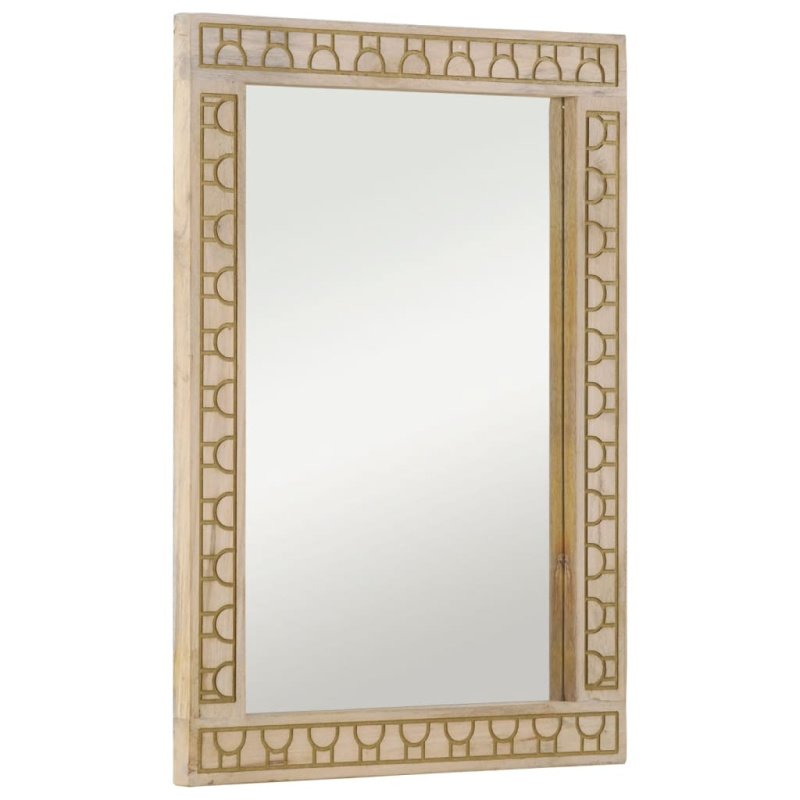 Koupelnové Zrcadlo 50 X 70 X 2,5 Cm Masivní Mangovník A Sklo - Černá