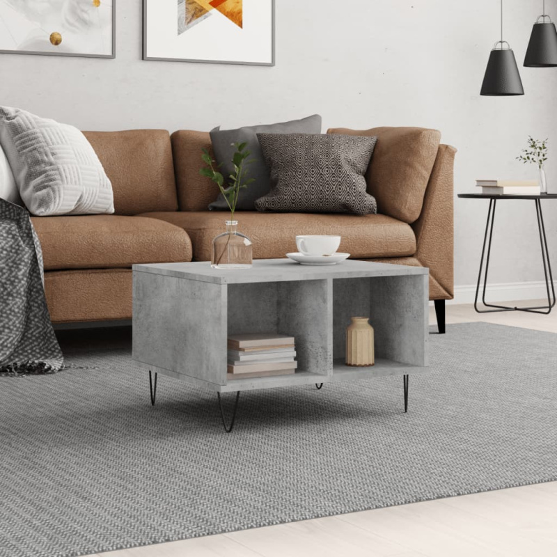 Konferenční Stolek Betonově Šedý 60X50X36,5 Cm Kompozitní Dřevo - Bílá s vysokým leskem