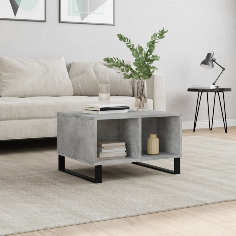 Konferenční Stolek Betonově Šedý 60X50X36,5 Cm Kompozitní Dřevo - Bílá s vysokým leskem