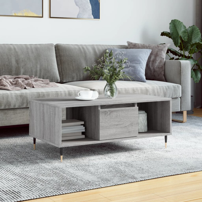 Konferenční Stolek Šedý Sonoma 90X50X36,5 Cm Kompozitní Dřevo - Kouřový dub