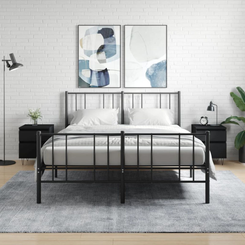 Noční Stolky 2 Ks Černé 40 X 35 X 50 Cm Kompozitní Dřevo - Kouřový dub / 2