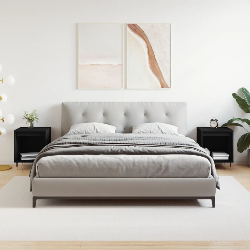 Noční Stolky 2 Ks Černé 40 X 35 X 50 Cm Kompozitní Dřevo - Bílá / 1